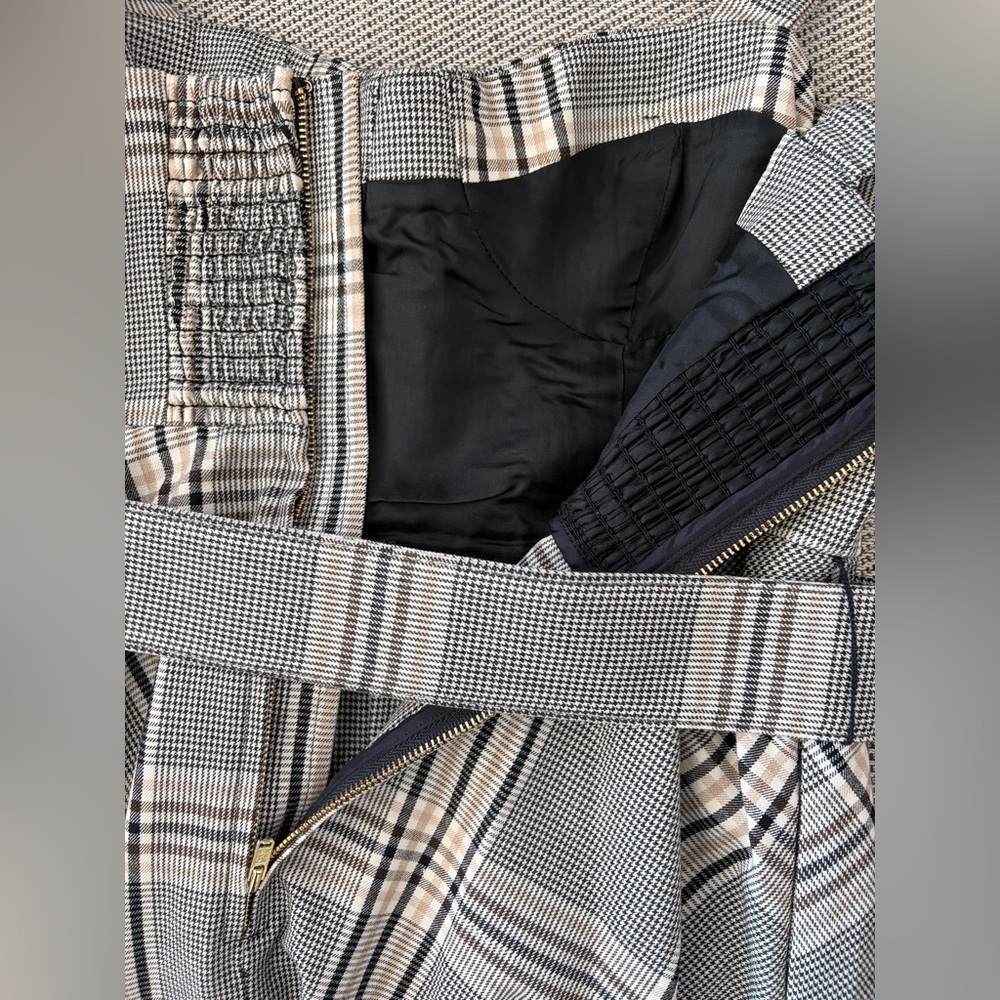 NEW Cara Cara Calypso Belt Midi Dress Raymond Plaid Gray Multi US 6 UK 10 - Picture 11 of 14